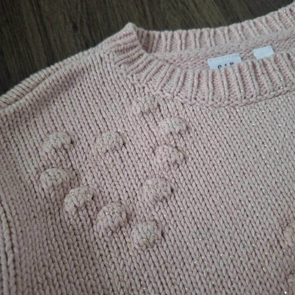 💙 Gap Girls Thick Warm Knit Crewneck Sweater Size L Pink Coquette Girly Cute Ou